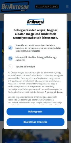 Anteprima del sito BpiAutósok, media di Ungheria per articoli sponsorizzati