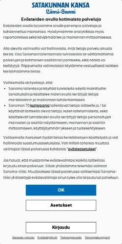 Anteprima del sito Satakunnan Kansa Länsi-Suomi, media di Finlandia per articoli sponsorizzati