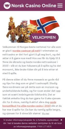 Anteprima del sito Norskcasino, media di Norvegia per articoli sponsorizzati