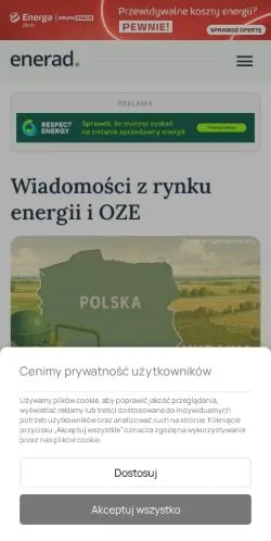 Voorbeeld van de site Enerad Portal, medium uit Polen voor gesponsorde artikelen
