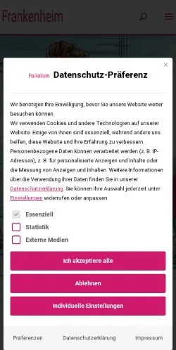 Anteprima del sito Frankenheim Personalberatung, media di Germania per articoli sponsorizzati