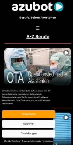 Vista previa del sitio Azubot, medio de Alemania para artículos patrocinados