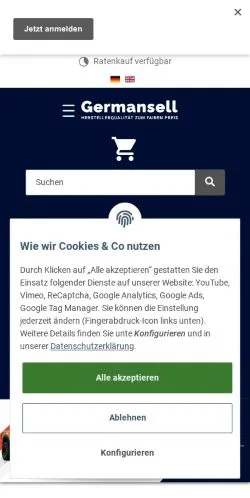 Voorbeeld van de site germansell.de, medium uit Duitsland voor gesponsorde artikelen