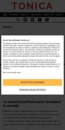 Anteprima del sito Tonica, media di Romania per articoli sponsorizzati