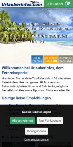 Anteprima del sito Urlauberinfos, media di Germania per articoli sponsorizzati