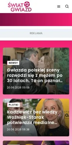 Pré-visualização do site Świat Gwiazd, meio de Polônia para artigos patrocinados