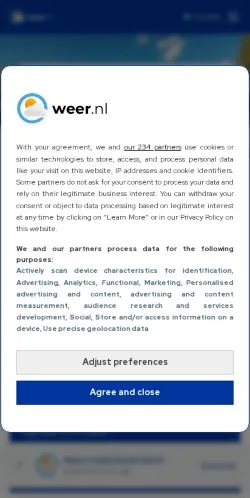 Preview of the Weer website, a media outlet in Netherlands for sponsored articles