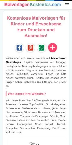 Anteprima del sito Malvorlagen Kostenlos, media di Germania per articoli sponsorizzati