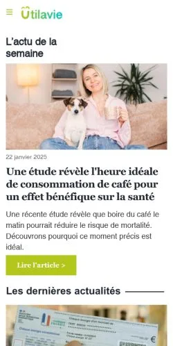 Anteprima del sito Utilavie, media di Francia per articoli sponsorizzati