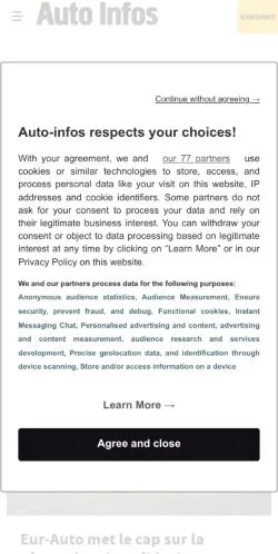 Anteprima del sito Auto Infos, media di Francia per articoli sponsorizzati