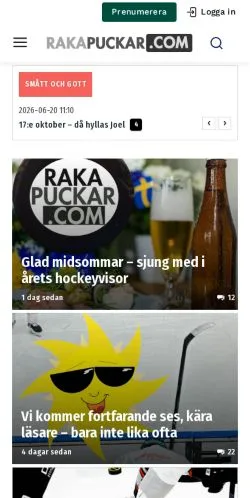 Förhandsvisning av webbplatsen RAKAPUCKAR.COM, medium i Sverige för sponsrade artiklar