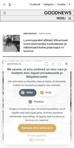 Anteprima del sito GoodNews, media di Estonia per articoli sponsorizzati