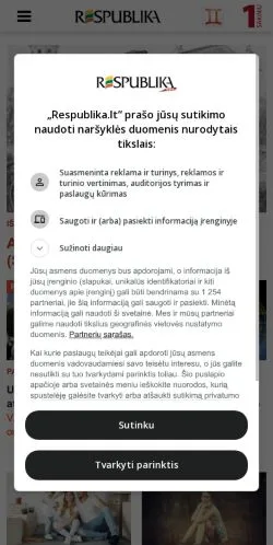Anteprima del sito Respublika, media di Lituania per articoli sponsorizzati