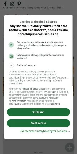 Podgląd witryny Tortyodmamy, medium z kraju Słowacja do artykułów sponsorowanych