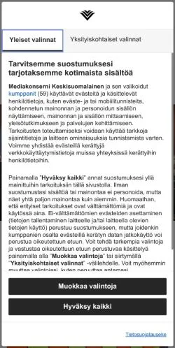 Anteprima del sito Iisalmen Sanomat, media di Finlandia per articoli sponsorizzati
