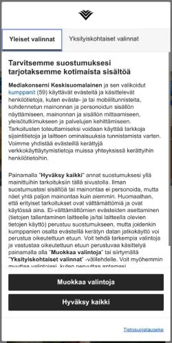 Anteprima del sito Itähäme, media di Finlandia per articoli sponsorizzati