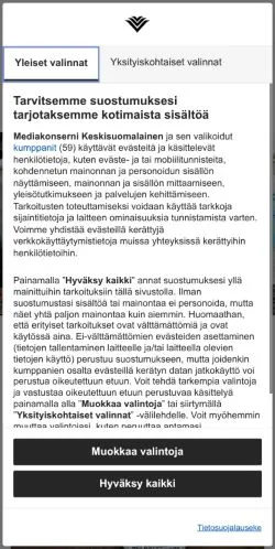 Podgląd witryny Mantsalanuutiset, medium z kraju Finlandia do artykułów sponsorowanych