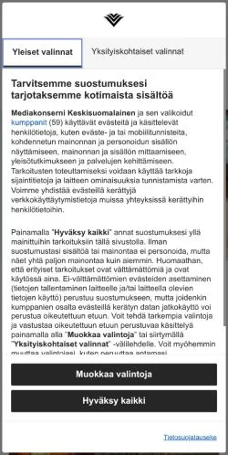 Podgląd witryny Nurmijärven Uutiset, medium z kraju Finlandia do artykułów sponsorowanych