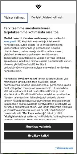 Anteprima del sito Pieksämäen Lehti, media di Finlandia per articoli sponsorizzati