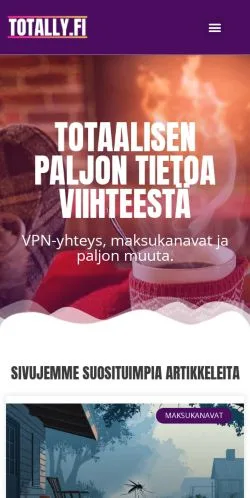 Vista previa del sitio Totally.fi, medio de Finlandia para artículos patrocinados