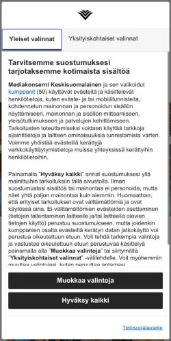 Anteprima del sito Warkauden Lehti, media di Finlandia per articoli sponsorizzati