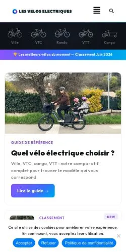 Anteprima del sito Les Vélos Électriques, media di Francia per articoli sponsorizzati