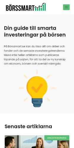 Forhåndsvisning af Börssmart, medie fra Sverige til sponsorerede artikler