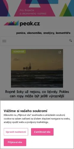 スポンサード記事向けのチェコメディア、Peakのサイトプレビュー