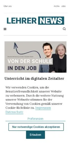 Anteprima del sito Lehrer News, media di Germania per articoli sponsorizzati