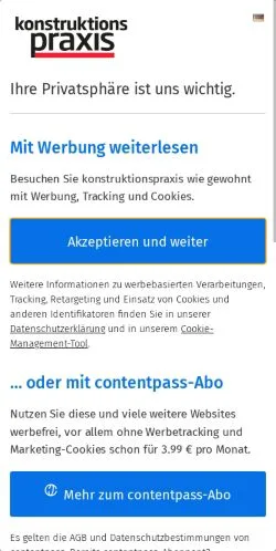 Anteprima del sito Konstruktionspraxis, media di Germania per articoli sponsorizzati