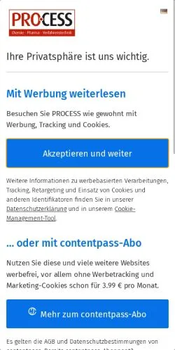Forhåndsvisning av nettstedet PROCESS, medium fra Tyskland for sponsede artikler