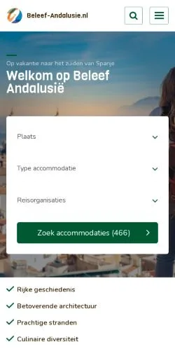 Anteprima del sito Beleef Andalusië, media di Paesi Bassi per articoli sponsorizzati