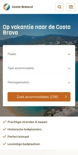 Anteprima del sito Vakantie Costa Brava, media di Paesi Bassi per articoli sponsorizzati