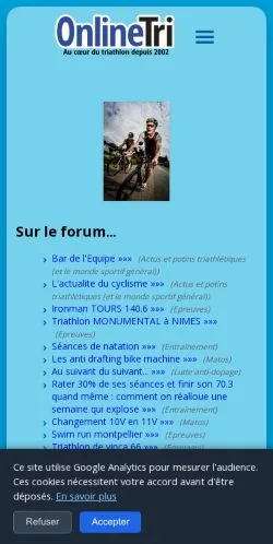 Preview of the OnlineTri website, a media outlet in France for sponsored articles