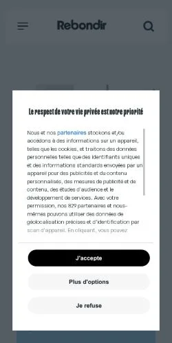 Anteprima del sito Rebondir, media di Francia per articoli sponsorizzati