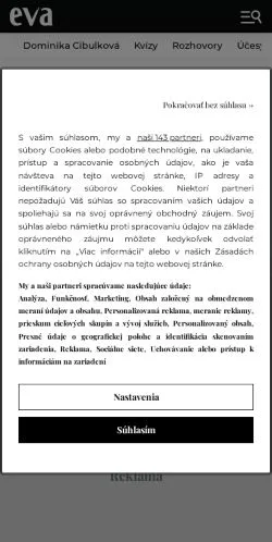 Aperçu du site Eva, média de Slovaquie pour articles sponsorisés
