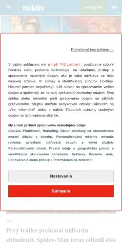 Anteprima del sito Vidieť, Vedieť, media di Slovacchia per articoli sponsorizzati