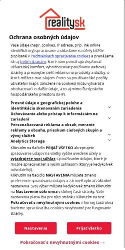 Aperçu du site Reality, média de Slovaquie pour articles sponsorisés