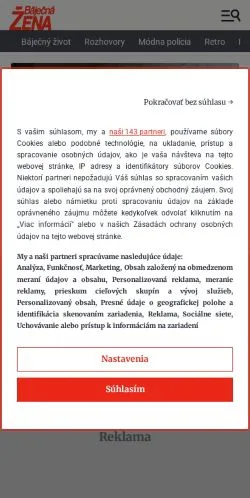 Podgląd witryny Báječná ŽENA, medium z kraju Słowacja do artykułów sponsorowanych