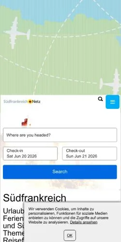 스폰서 기사용 독일 매체 Urlaub und Reiseführer Südfrankreich 사이트 미리보기