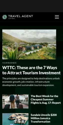 Anteprima del sito Travel Agent Central, media di Stati Uniti per articoli sponsorizzati