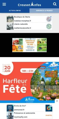 Anteprima del sito Creusot Infos, media di Francia per articoli sponsorizzati