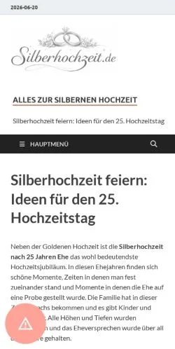 Podgląd witryny Silberhochzeit Feiern, medium z kraju Niemcy do artykułów sponsorowanych