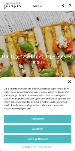 Podgląd witryny As Cooked By Ginger, medium z kraju Belgia do artykułów sponsorowanych
