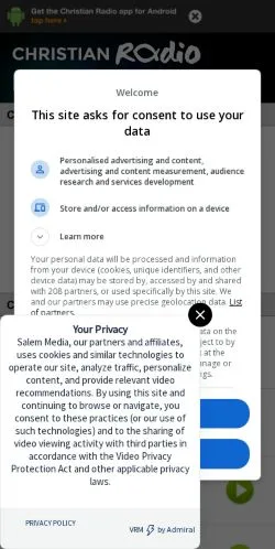 Anteprima del sito ChristianRadio, media di Stati Uniti per articoli sponsorizzati