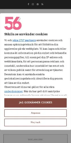Aperçu du site 56Kilo, média de Suède pour articles sponsorisés