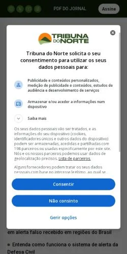 Anteprima del sito Tribuna Do Norte, media di Brasile per articoli sponsorizzati