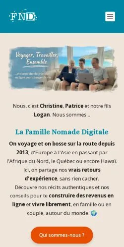 Anteprima del sito Famille Nomade Digitale, media di Francia per articoli sponsorizzati
