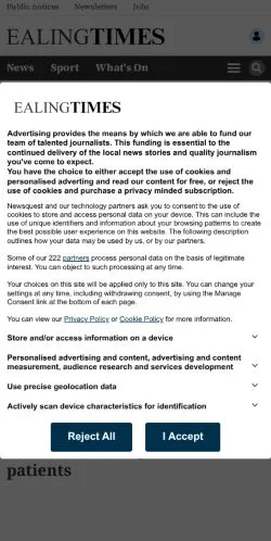 Anteprima del sito Ealing Times, media di Regno Unito per articoli sponsorizzati