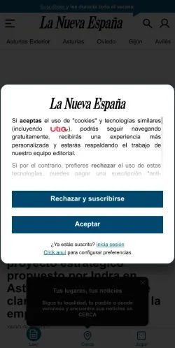 Vista previa del sitio La Nueva España, medio de España para artículos patrocinados